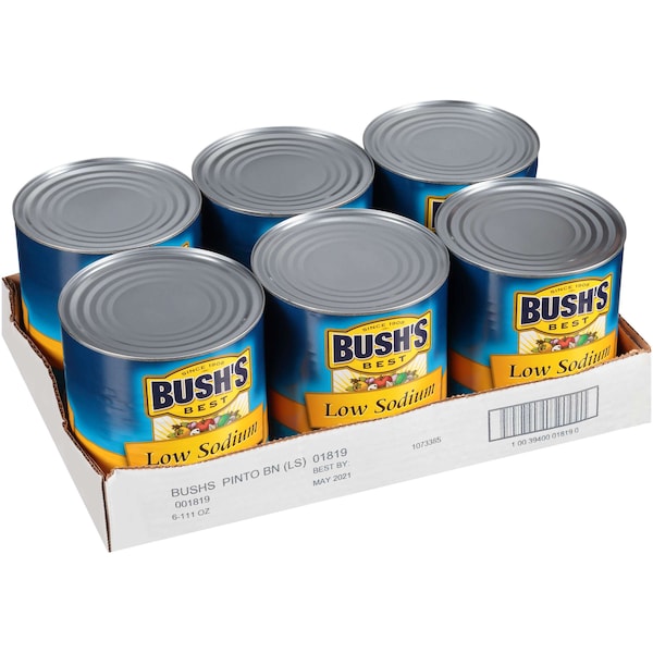 Los Mejores Frijoles Pintos de Bajo Contenido de Sodio de Bush's Best en Lata #10, PK6 - 01819