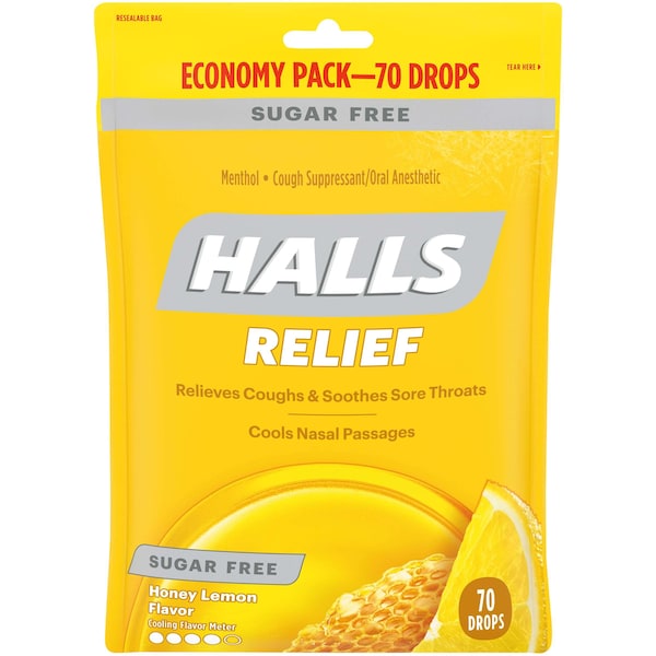 
Halls Halls Pastillas para la Tos sin Azúcar Sabor Miel y Limón, 70 unidades, paquete de 12 - 00155