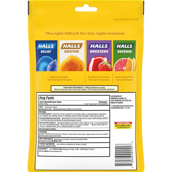 
Halls Halls Pastillas para la Tos sin Azúcar Sabor Miel y Limón, 70 unidades, paquete de 12 - 00155