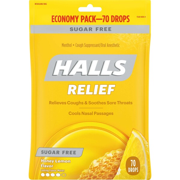 
Halls Halls Pastillas para la Tos sin Azúcar Sabor Miel y Limón, 70 unidades, paquete de 12 - 00155