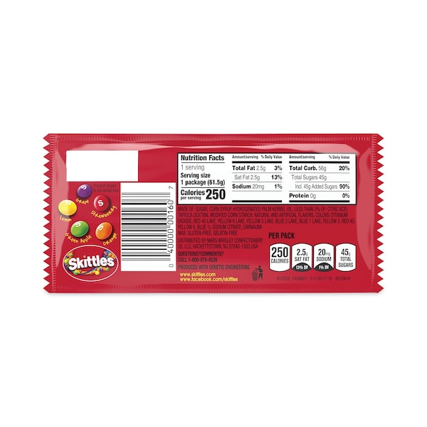 Caramelo masticable Skittles, Original, Bolsa de 217 oz, PK36, 36 unidades - 551700