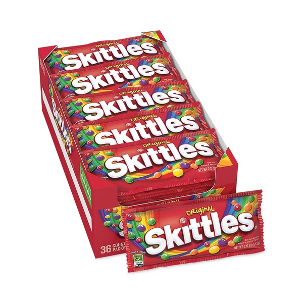 Caramelo masticable Skittles, Original, Bolsa de 217 oz, PK36, 36 unidades - 551700