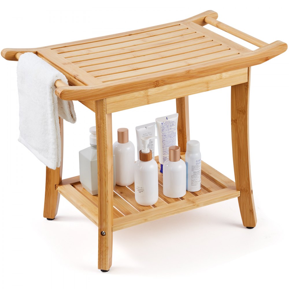 VEVOR Bamboo Shower Bench 24 x 13.8 x 18.9 in Shower Stool Chair for Bathroom - ZYSCWDCWDZZHGX0ZOV0