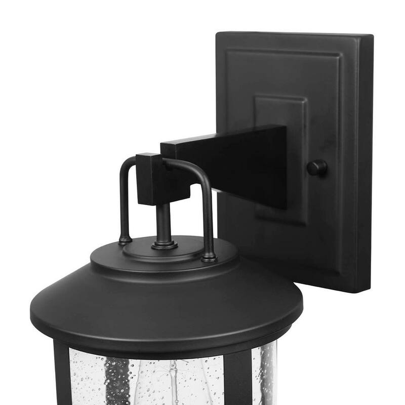 Lámpara de pared Globe Electric Penelope negra mate moderna para interiores/exteriores con 1 luz y pantalla de cristal sembrado - 44732