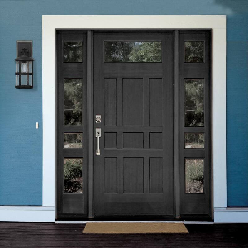 Lámpara de pared Globe Electric Penelope negra mate moderna para interiores/exteriores con 1 luz y pantalla de cristal sembrado - 44732
