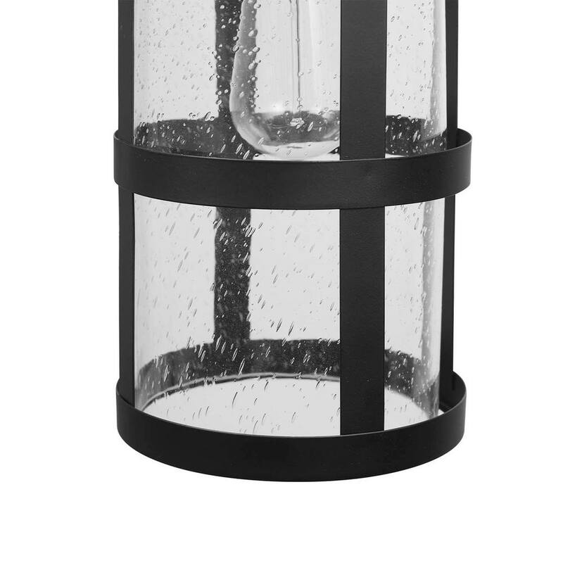 Lámpara de pared Globe Electric Penelope negra mate moderna para interiores/exteriores con 1 luz y pantalla de cristal sembrado - 44732