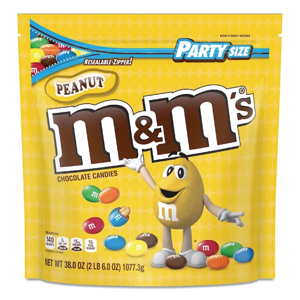 M&M's Dulces de Chocolate con Leche, Chocolate con Leche y Cacahuates, Bolsa de 38 oz - 55116