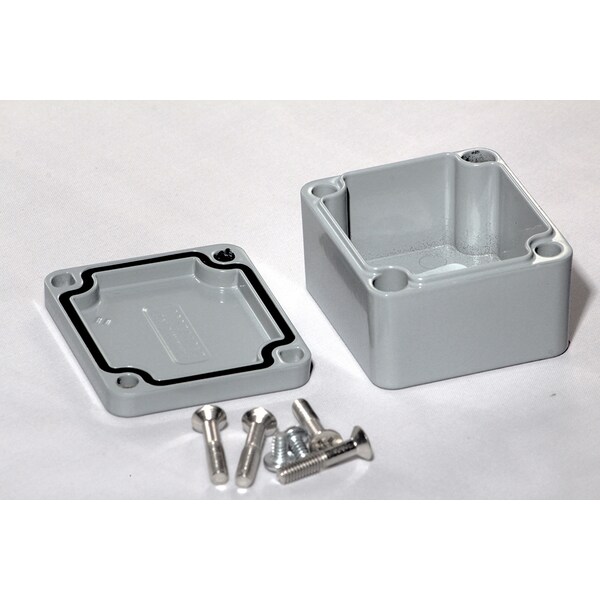 Hammond Aluminum Electrical Enclosures, 1.98 in H, 1.2 in D, 1.77 in W, NEMA 4, 4X, 6, 6P, 12, 13, Screw On - 1590Z060GY