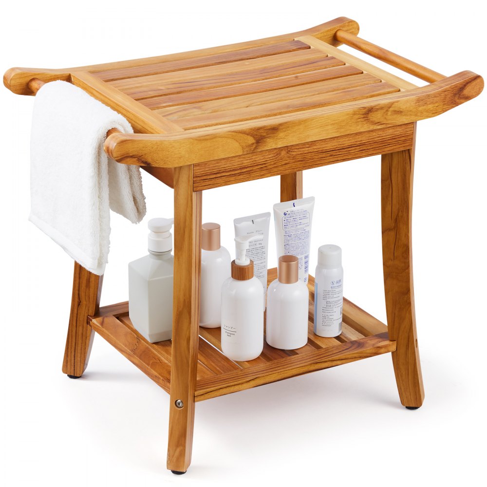 VEVOR Teak Shower Bench 22 x 14.4 x 18.5 in Wood Shower Stool Chair for Bathroom - ZYSCWDYMCWDHER437V0