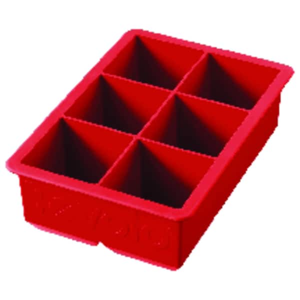Charola de hielo de cubos de rey de silicona roja manzana de caramelo de 4.25 pulgadas de ancho x 6.25 pulgadas de largo de Tovolo - 81-9110