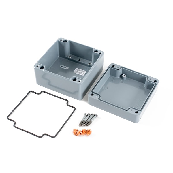 Hammond Aluminum Electrical Enclosures, 5.51 in H, 3.54 in D, 5.51 in W, Screw On - 1590Z090GY