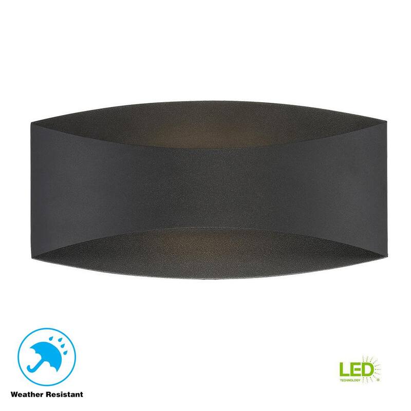 Colección de Decoradores para el Hogar Greeleyville 5 pulgadas 2-Luz Linterna de Pared Exterior Integrada LED en Negro Arena con Vidrio Esmerilado - 23736