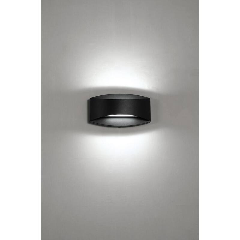 Colección de Decoradores para el Hogar Greeleyville 5 pulgadas 2-Luz Linterna de Pared Exterior Integrada LED en Negro Arena con Vidrio Esmerilado - 23736