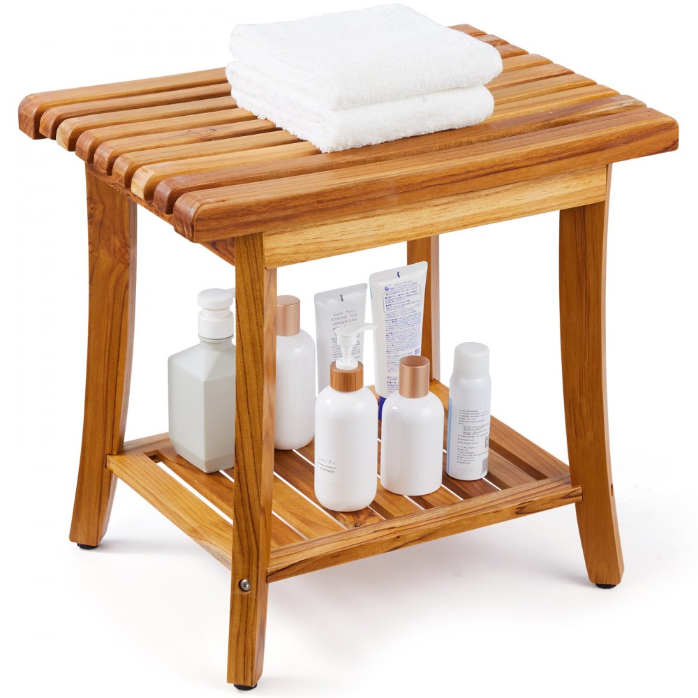 VEVOR Teak Shower Bench 20 x 14.3 x 17.9 in Wood Shower Stool Chair for Bathroom - ZYSCWDCWDYMHXMG0EV0
