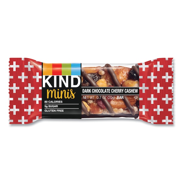 Kind Minis, Chocolate oscuro con cereza y nuez de marañón, 0.7 oz, Paquete con 10 - 27962