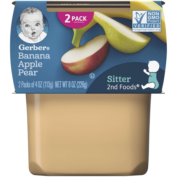 Alimento para bebé Gerber 2nd Foods Plátano Manzana Pera 4 oz., paquete de 16 - 00015000076627