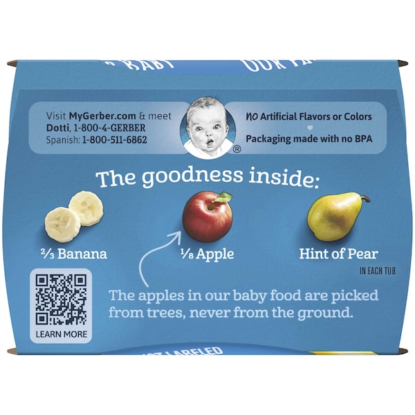 Alimento para bebé Gerber 2nd Foods Plátano Manzana Pera 4 oz., paquete de 16 - 00015000076627