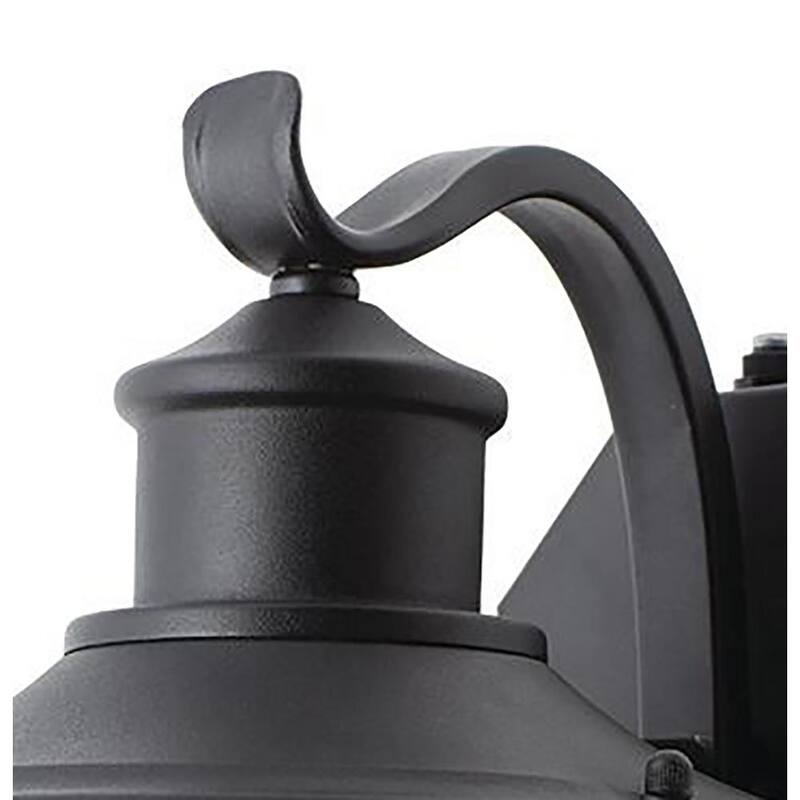 Colección de decoración para el hogar Avia Falls 12.13 pulgadas Negra Luz de pared exterior LED pequeña con sensor crepuscular y vidrio transparente de agua - LED-HD501 BK