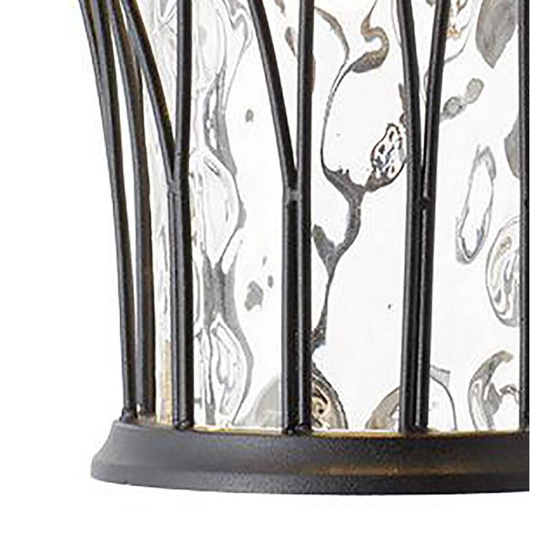 Colección de decoración para el hogar Avia Falls 12.13 pulgadas Negra Luz de pared exterior LED pequeña con sensor crepuscular y vidrio transparente de agua - LED-HD501 BK