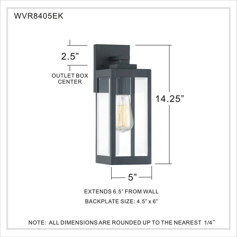 Lámpara de pared al aire libre Quoizel Westover de 1 luz en color negro tierra - WVR8405EK