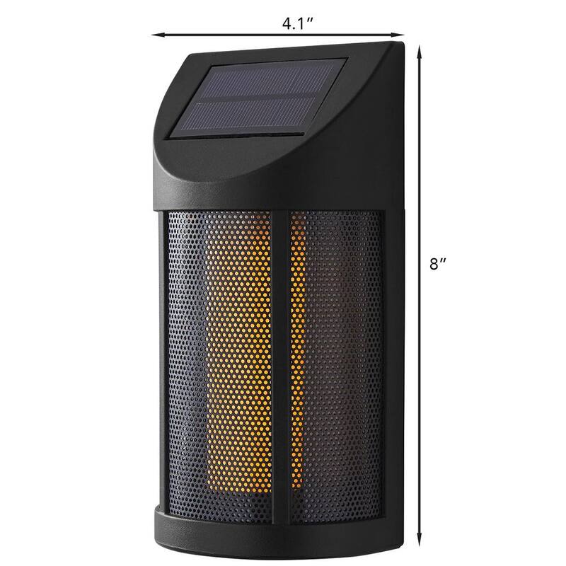 Linterna de pared Hampton Bay Ambrose Solar 6 Lúmenes de LED Integrado en Negro Mate con Efecto de Llama Parpadeante; Resistente al Clima - 93910