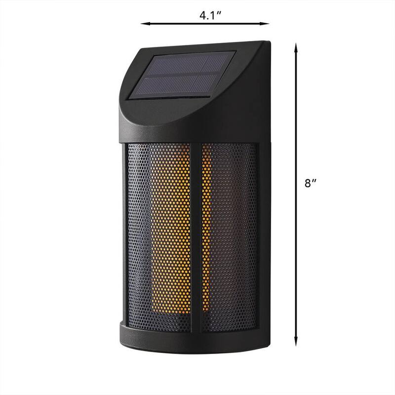 Linterna de pared Hampton Bay Ambrose Solar 6 Lúmenes de LED Integrado en Negro Mate con Efecto de Llama Parpadeante; Resistente al Clima - 93910