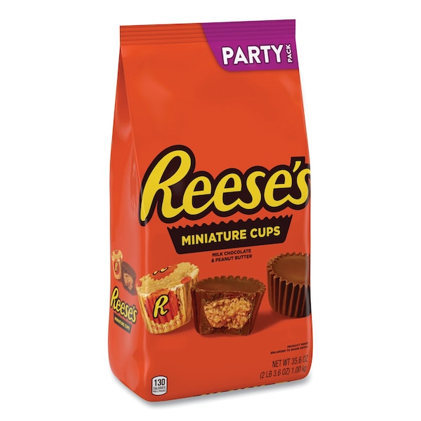 Paquete para fiestas de Miniaturas de Reeses Peanut Butter Cups, Chocolate con leche, Bolsa de 35.6 oz - 44709