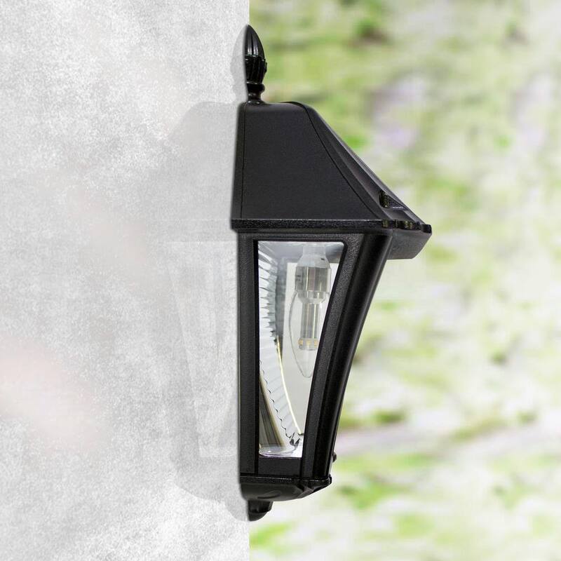 GAMA SONIC Baytown II Bombilla 130 lúmenes Negro Lámpara de pared de LED cálida blanca solar para exteriores resistente al clima para garaje y porche (paquete de 2) - 105BP250040