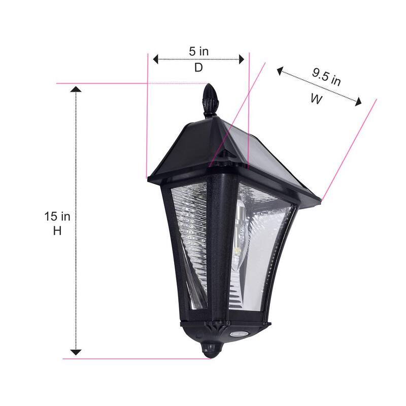 GAMA SONIC Baytown II Bombilla 130 lúmenes Negro Lámpara de pared de LED cálida blanca solar para exteriores resistente al clima para garaje y porche (paquete de 2) - 105BP250040