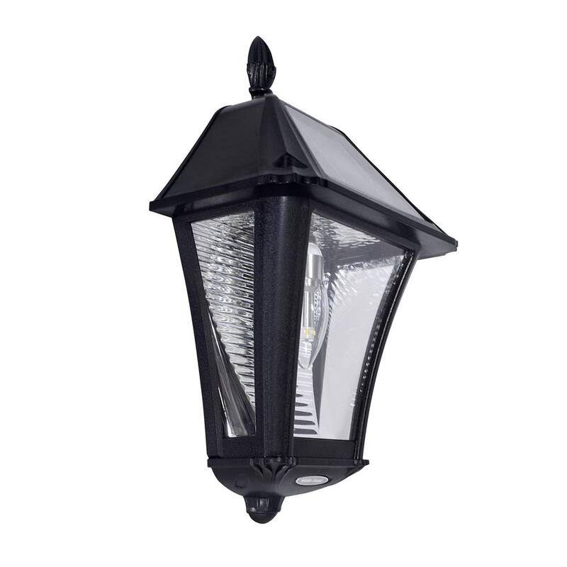 GAMA SONIC Baytown II Bombilla 130 lúmenes Negro Lámpara de pared de LED cálida blanca solar para exteriores resistente al clima para garaje y porche (paquete de 2) - 105BP250040