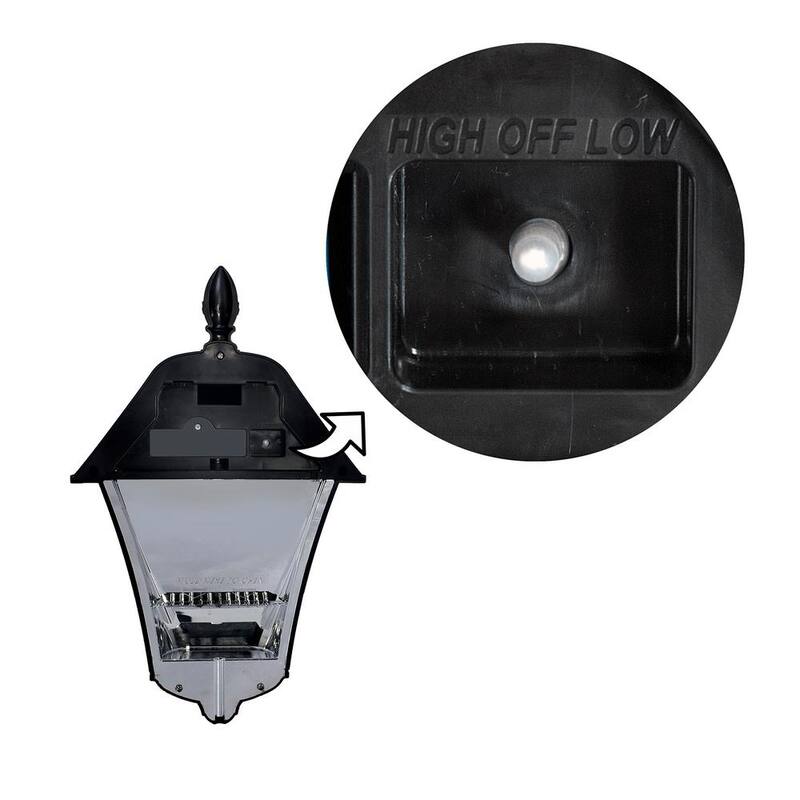 GAMA SONIC Baytown II Bombilla 130 lúmenes Negro Lámpara de pared de LED cálida blanca solar para exteriores resistente al clima para garaje y porche (paquete de 2) - 105BP250040