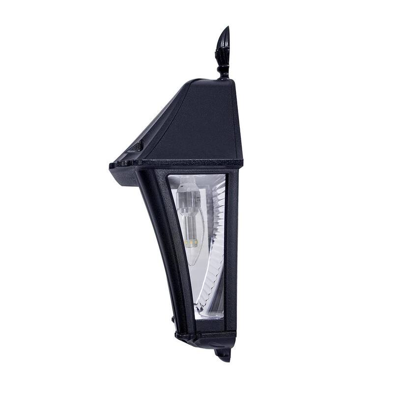 GAMA SONIC Baytown II Bombilla 130 lúmenes Negro Lámpara de pared de LED cálida blanca solar para exteriores resistente al clima para garaje y porche (paquete de 2) - 105BP250040