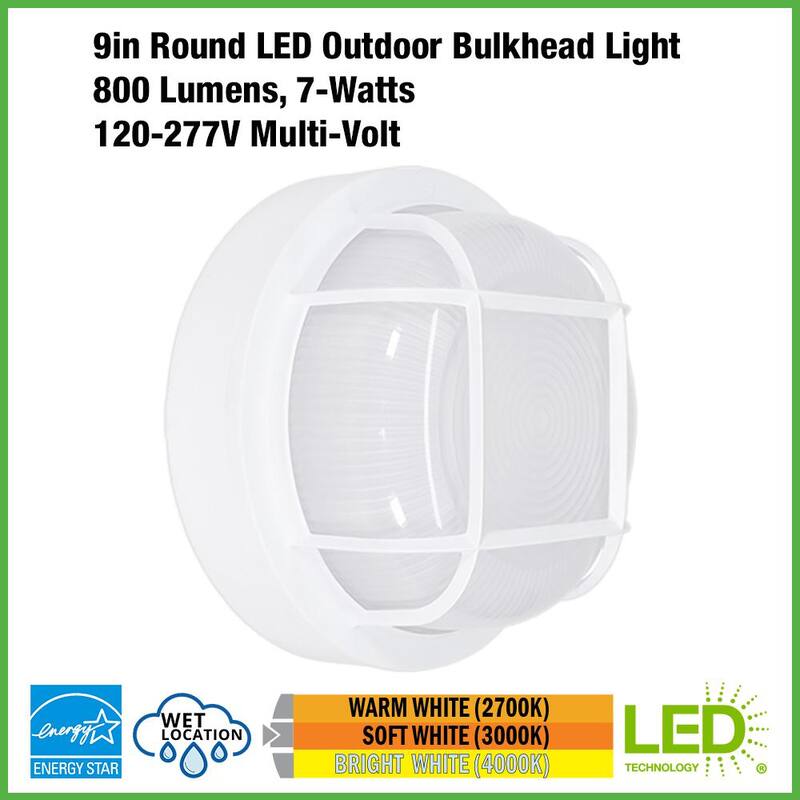 ETi 8.5 pulgadas de Luz empotrada de techo para exteriores LED redonda blanca con 3 opciones de temperatura de color, resistente a la intemperie y al óxido, 800 lúmenes - 504081020