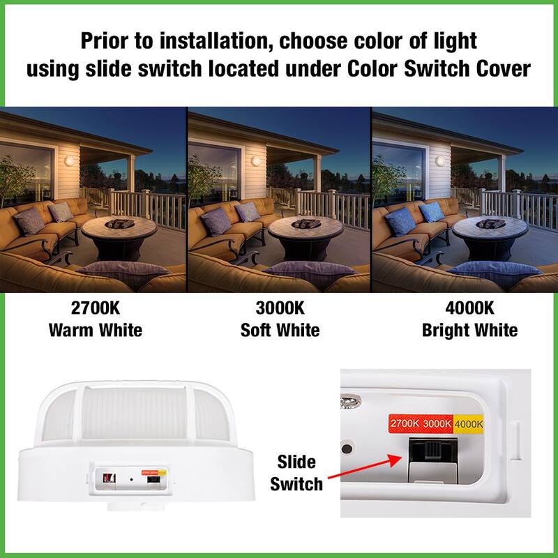 ETi 8.5 pulgadas de Luz empotrada de techo para exteriores LED redonda blanca con 3 opciones de temperatura de color, resistente a la intemperie y al óxido, 800 lúmenes - 504081020