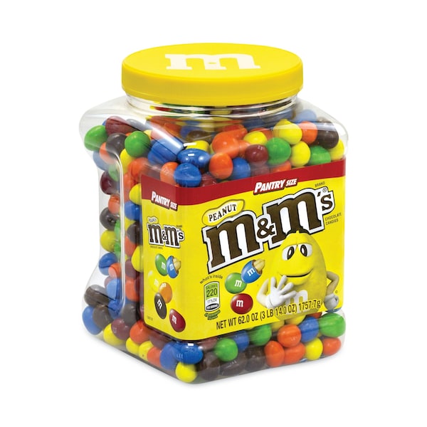 Cacahuates cubiertos de chocolate con leche M & Ms, bote de 62 oz - 53321