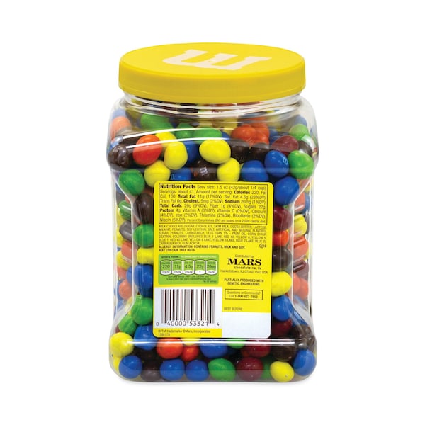 Cacahuates cubiertos de chocolate con leche M & Ms, bote de 62 oz - 53321