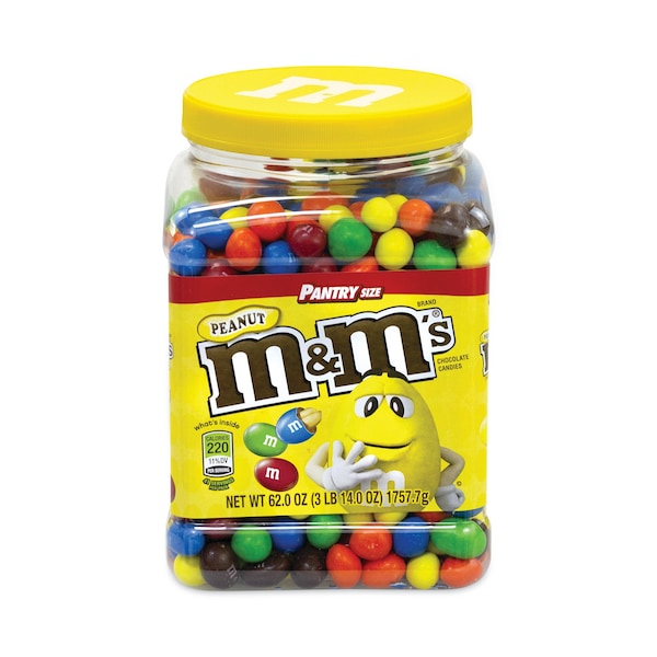 Cacahuates cubiertos de chocolate con leche M & Ms, bote de 62 oz - 53321