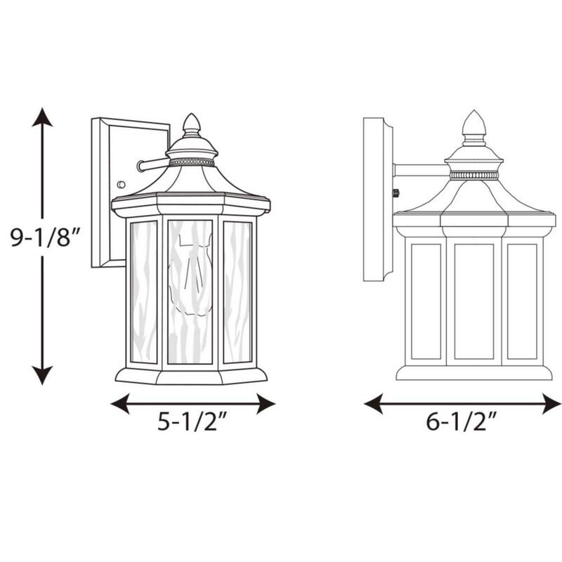 Colección de iluminación Progress Edition 1-Light Textured Black Clear Water Glass Traditional Outdoor Medium Wall Lantern Light - P6071-31