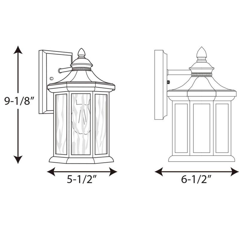 Colección de iluminación Progress Edition 1-Light Textured Black Clear Water Glass Traditional Outdoor Medium Wall Lantern Light - P6071-31