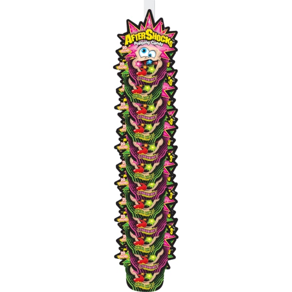 Réplicas Aftershock Popping Candy 1.06 oz. Bolsa de grapa mixta con gancho, paquete de 48 - 37940