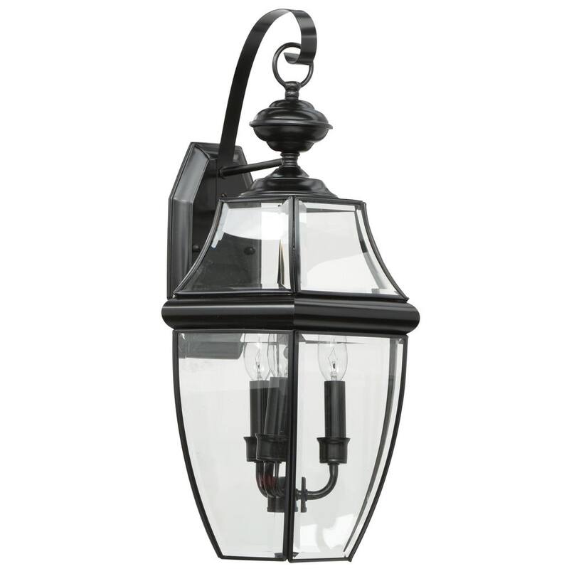Iluminación de la generación Lancaster 3-Light Linterna de pared exterior tradicional negra - 8040-12