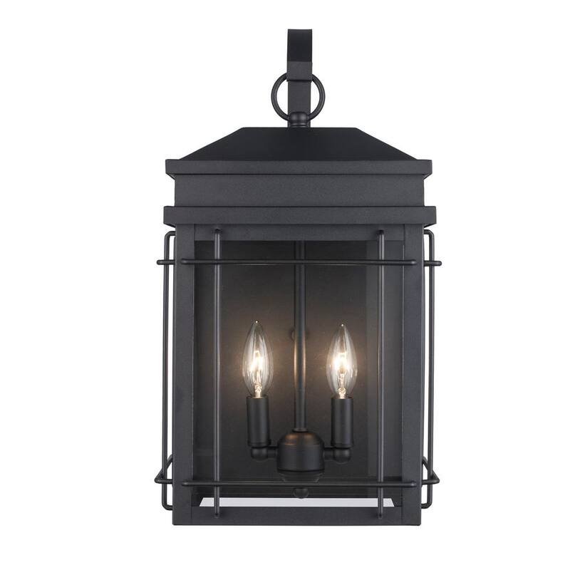 Iluminación Monteaux Bel Air de 19 pulgadas con 2 luces, luminaria de pared exterior negra con vidrio transparente - C7823