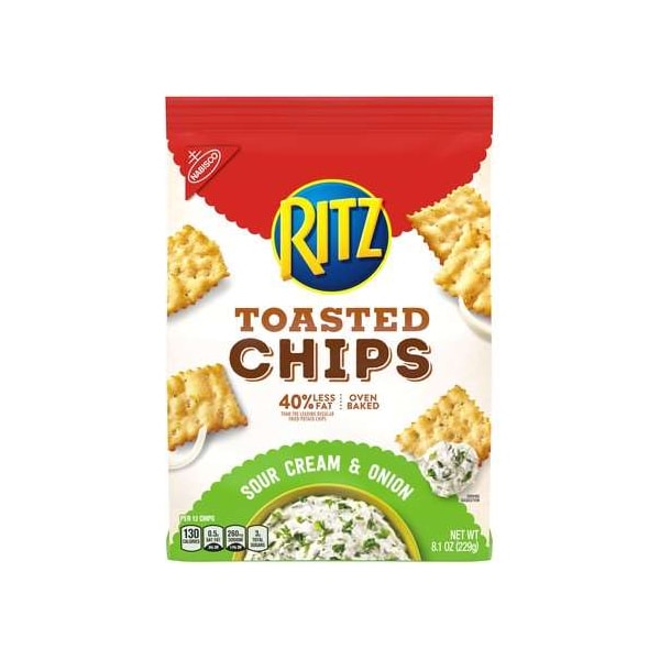 Ritz Nabisco Ritz Papas Fritas de Crema Agria y Cebolla 8.1 oz., Paquete de 6 - 05105