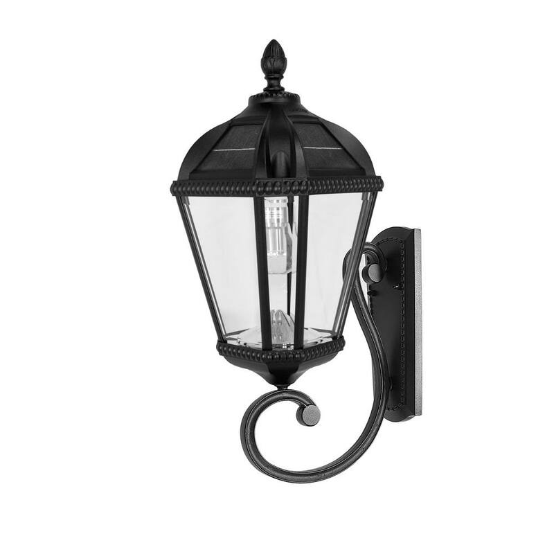 Serie Royal Bulb de GAMA SONIC 1 luz Negro Linterna Solar Integrada LED a Prueba de Agua para Exterior en Pared para Cochera y Porche - 98B010