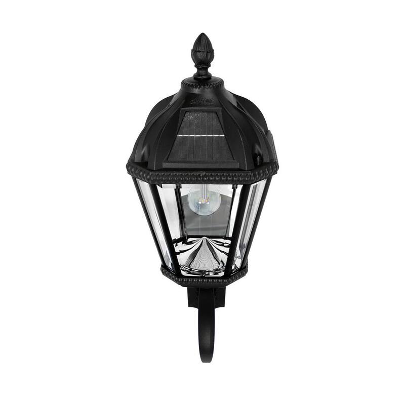 Serie Royal Bulb de GAMA SONIC 1 luz Negro Linterna Solar Integrada LED a Prueba de Agua para Exterior en Pared para Cochera y Porche - 98B010