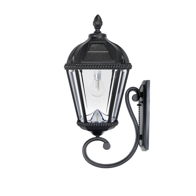 Serie Royal Bulb de GAMA SONIC 1 luz Negro Linterna Solar Integrada LED a Prueba de Agua para Exterior en Pared para Cochera y Porche - 98B010