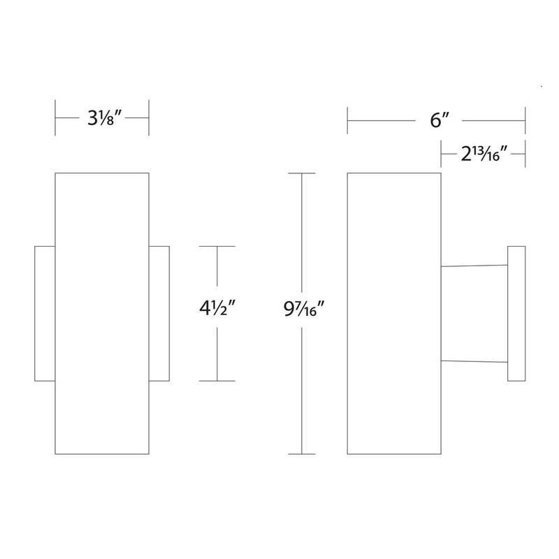 Luz de cilindro doble LED negro de pared exterior WAC LIMITED, 3000K - WS-W190212-30-BK