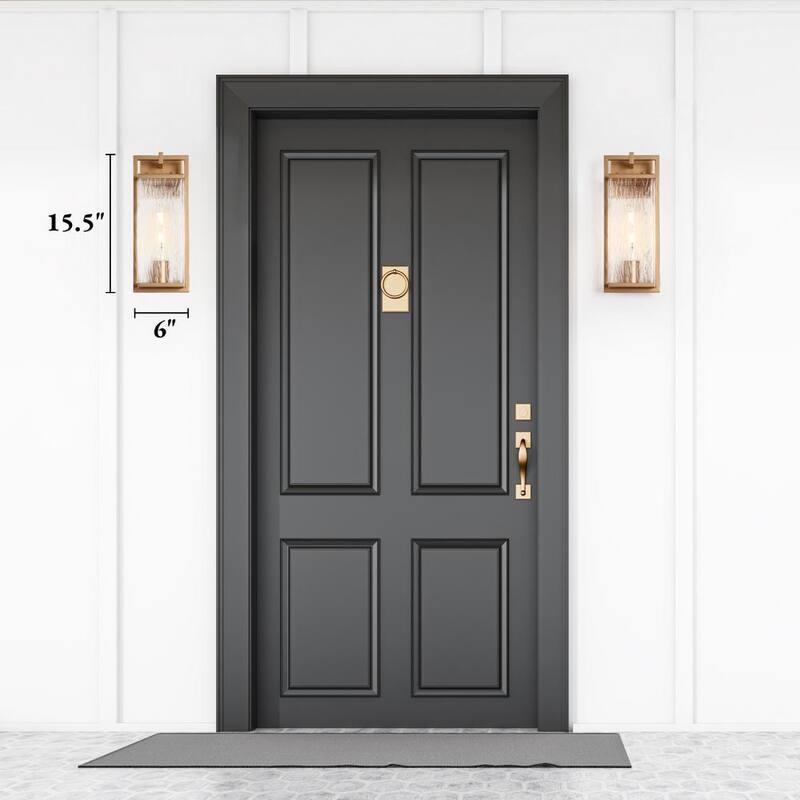 Lámpara de pared de linterna LNC Modern Dark Gold con cableado duro, con pantalla de vidrio texturizado y sin bombillas incluidas, lámpara de jardín para porche - NRQ2IRHD1522789.