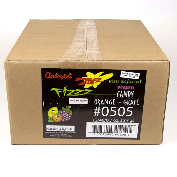 Cuerdas de Caramelo Zotz Zotz Fizz Power - Sabores a Frambuesa Azul, Naranja y Uva, PK576 - 0505