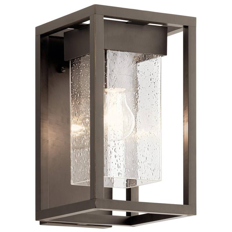 KICHLER Mercer 12 pulg. Linterna de pared con pantalla de metal Incluye 1 Luz Olde Bronce para exteriores con cableado duro y sin bombillas (paquete de 1) - 59060OZ